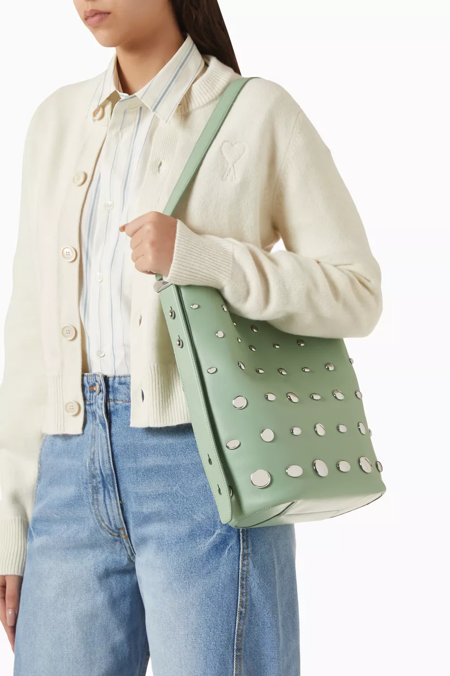 Kate Spade NY Halo Stud Fine Grain Leather Bucket Bag
